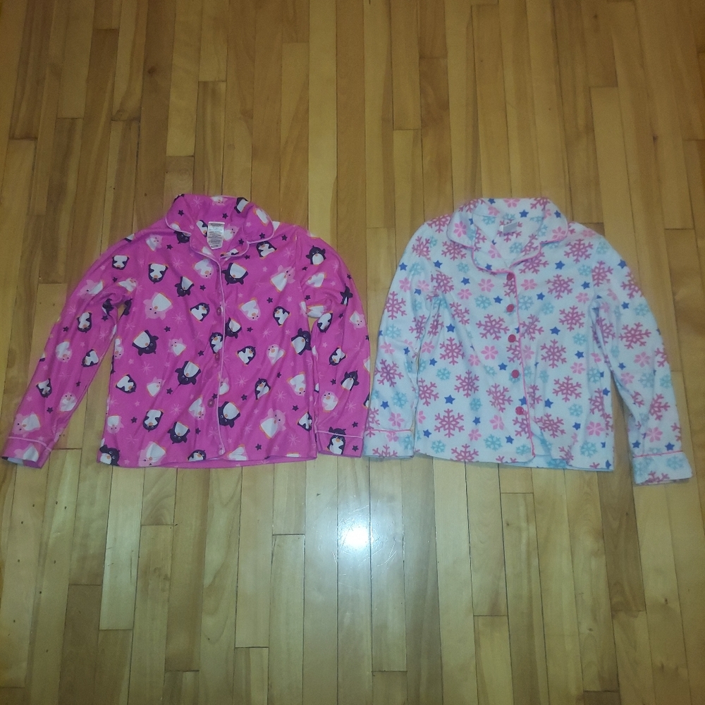 2pcs warm pj pjs pajama pajamas tops size 10-12